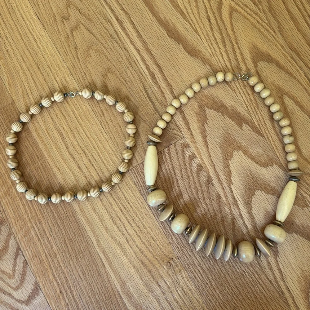 Vintage Wooden Bead Necklaces - Picture 2 of 5